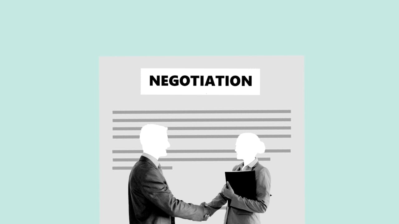 Two people negotiating salary