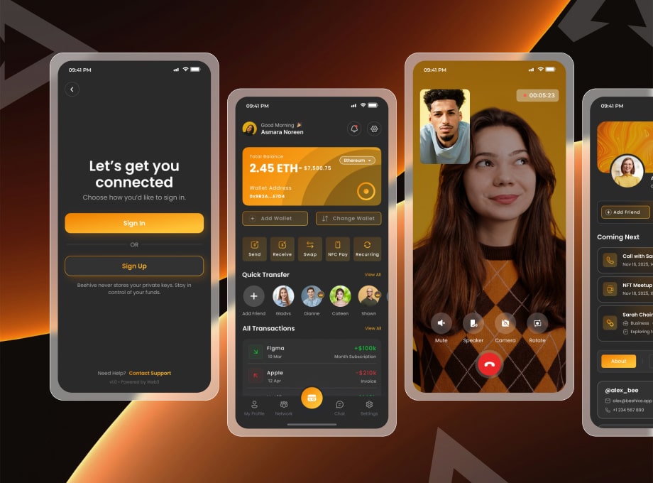 Beehive, Web3 Payments & Identity App UI UX Design
