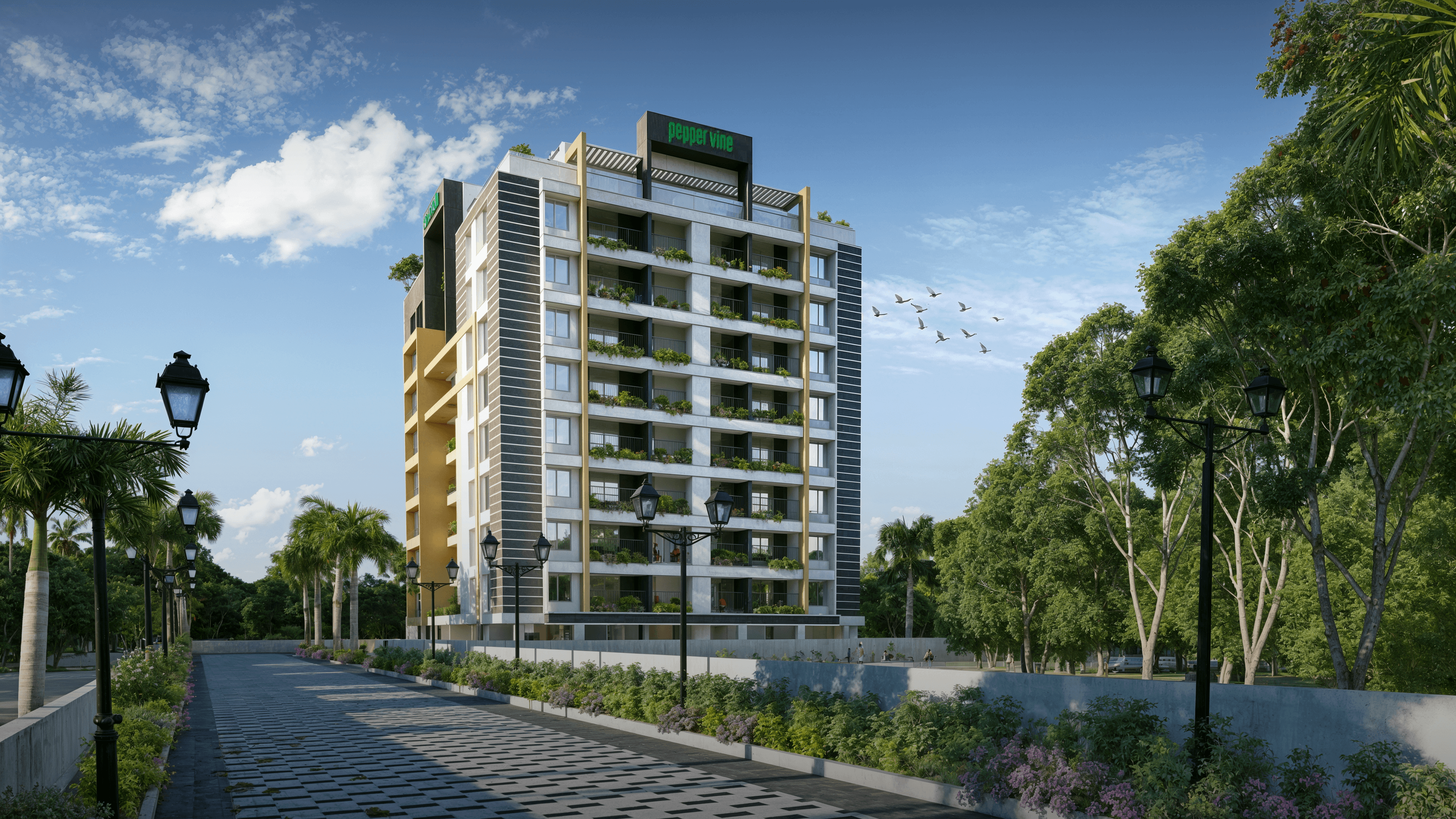 A modern black speaker illuminated by soft light, set against a green background.