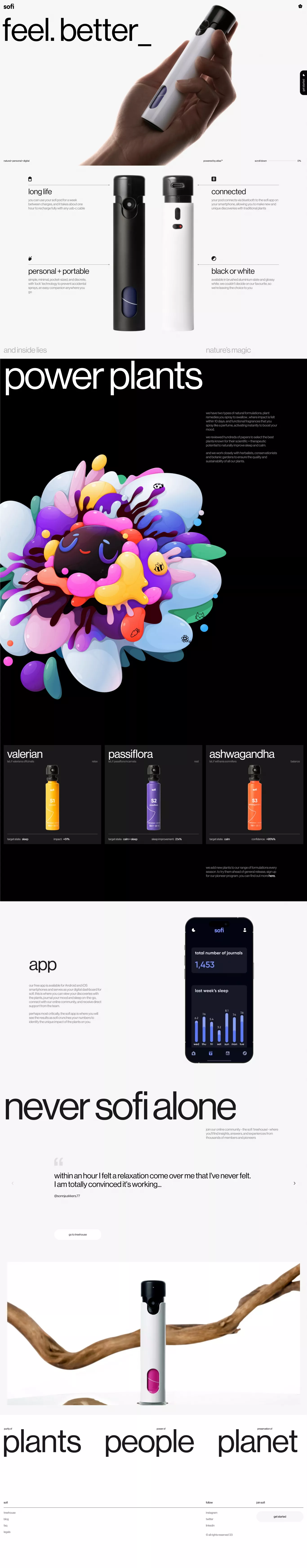 sofi landing page screenshot showcasing Health & Fitness and Tech design