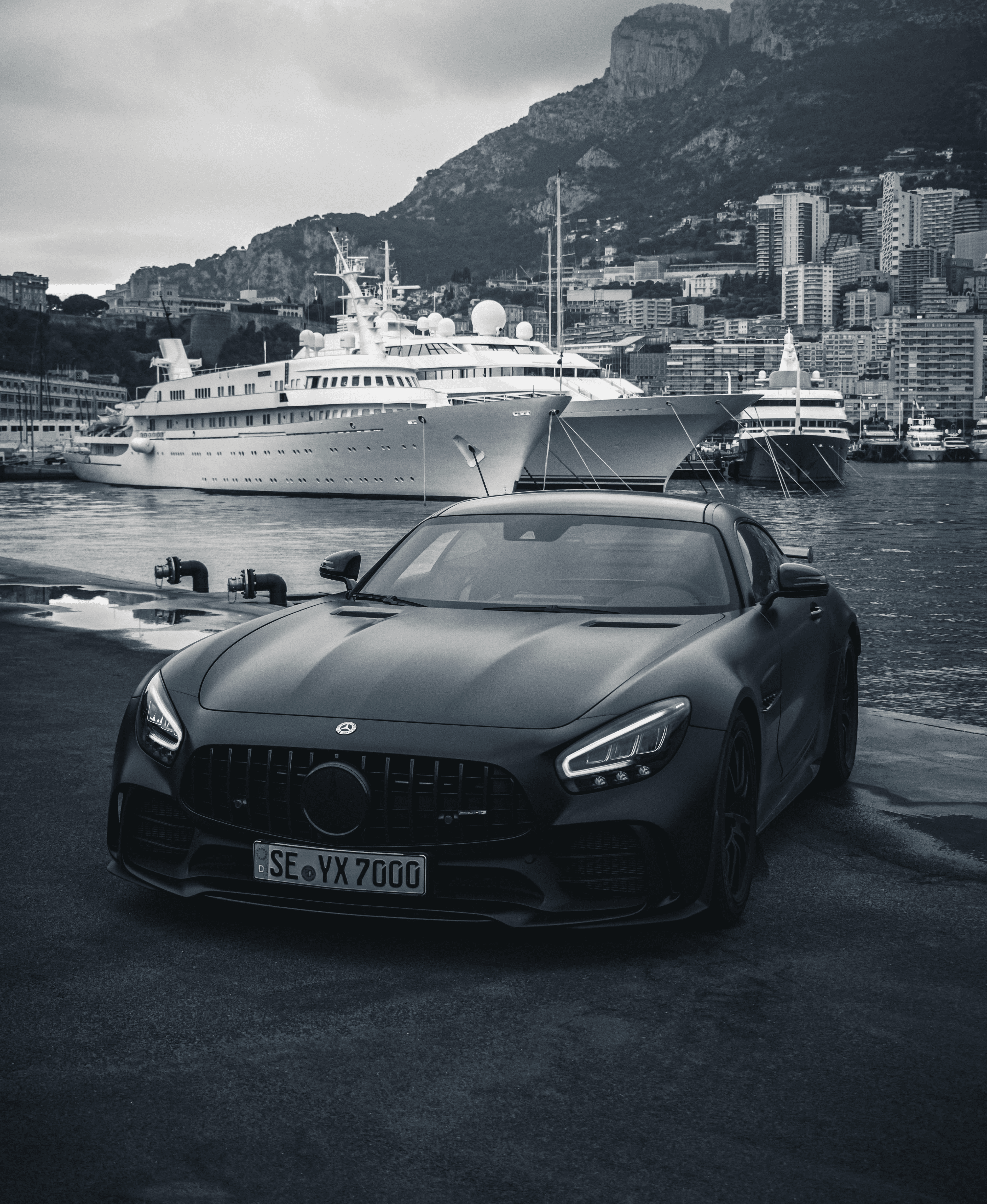 Black Car parked in the street.