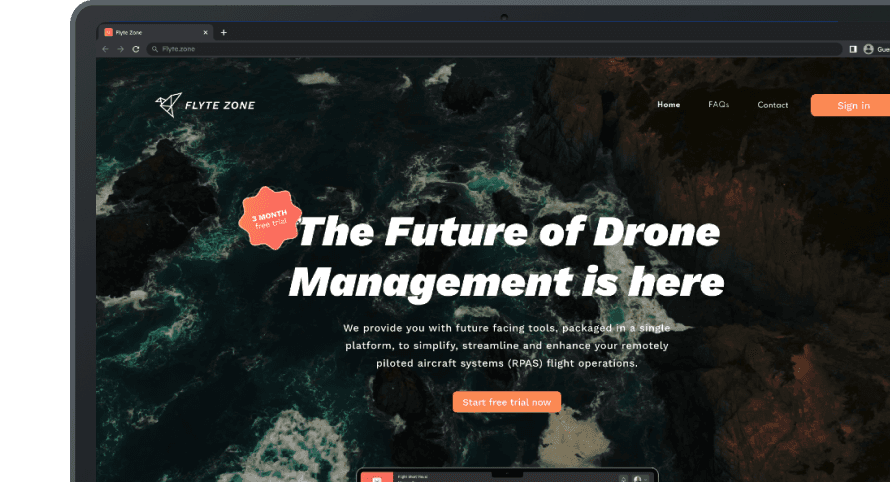 Landing page mockup for Flyte Zone