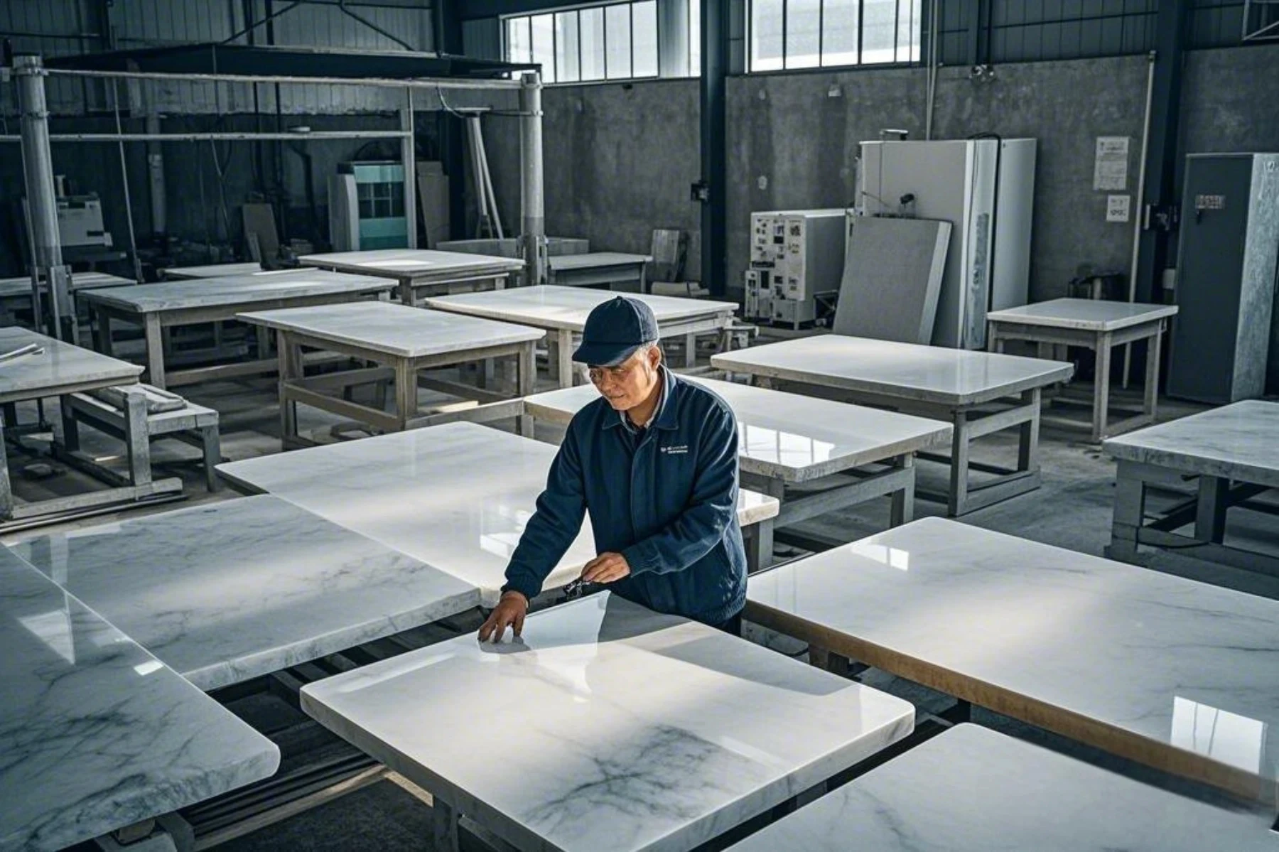 polished marble table