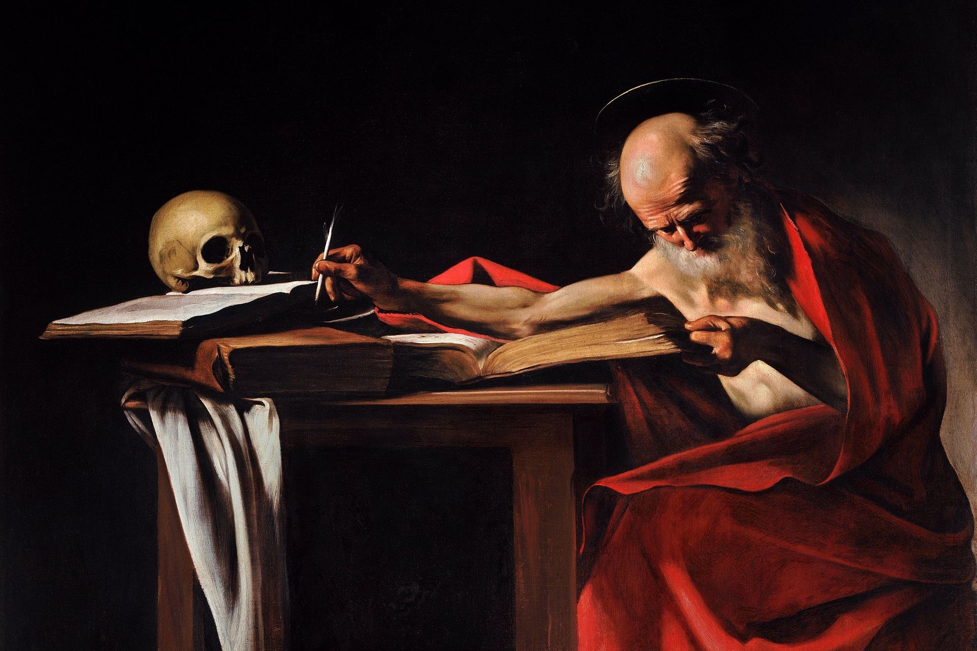 More details  Saint Jerome Writing-Caravaggio (1605-6)