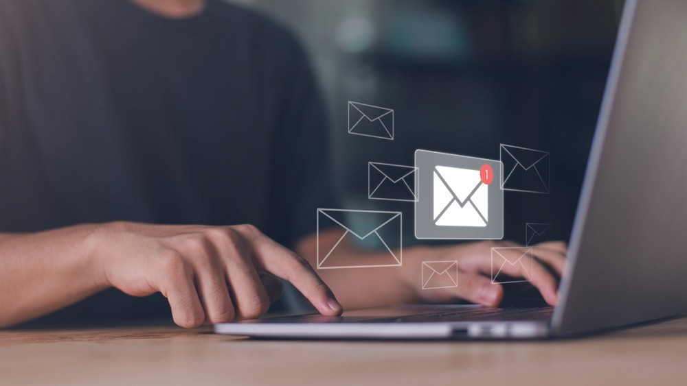 man reading electronic mail ,Email marketing and newsletter concept