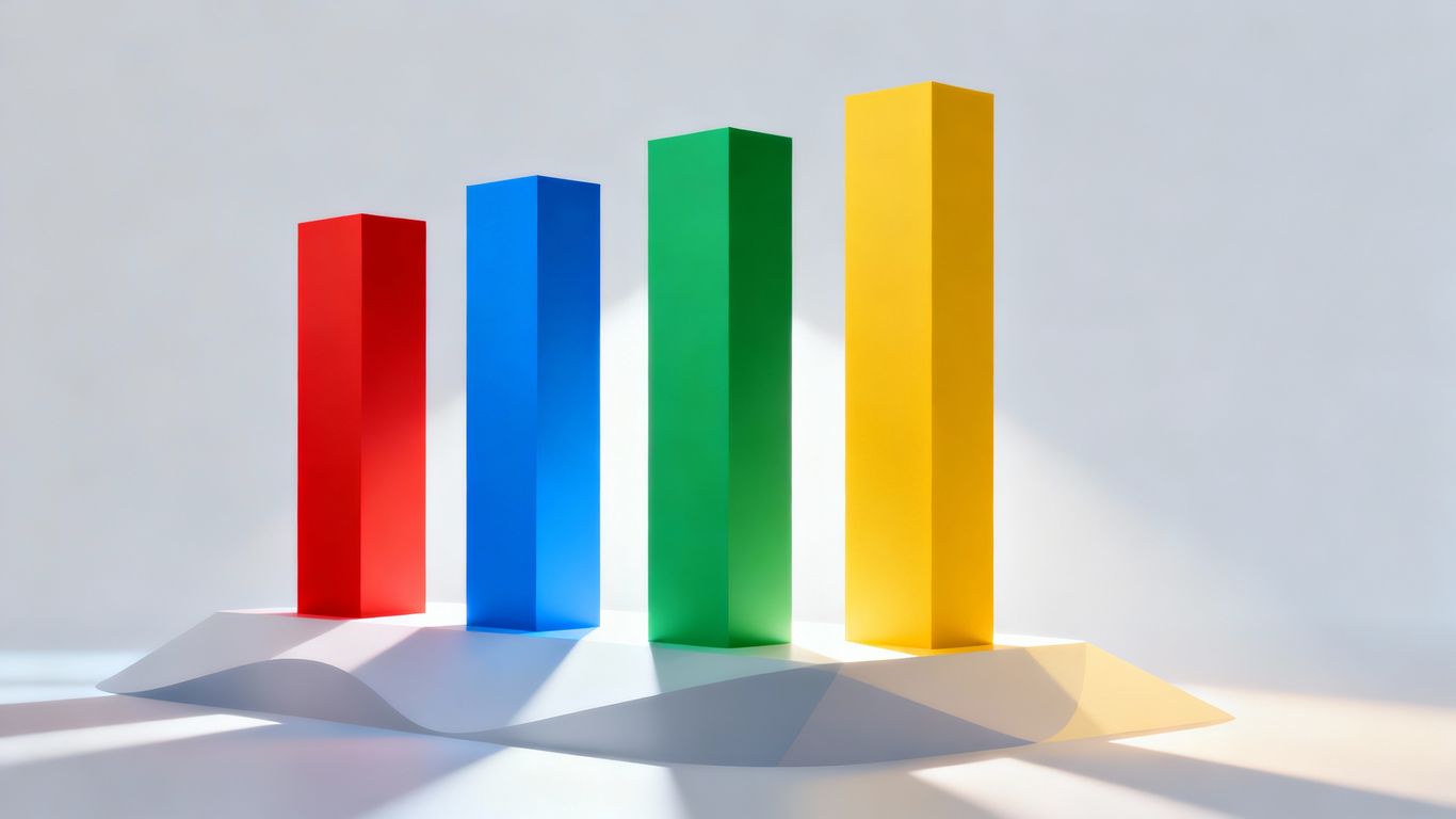 Four colorful pillars supporting a conceptual structure.