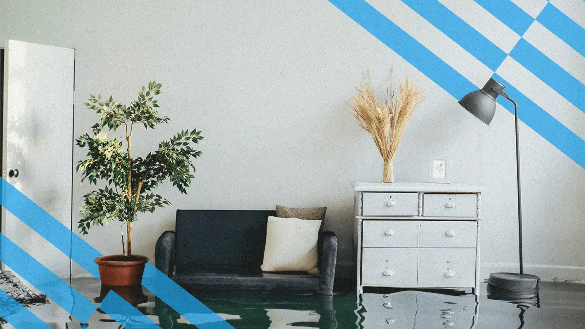 a room with water damages