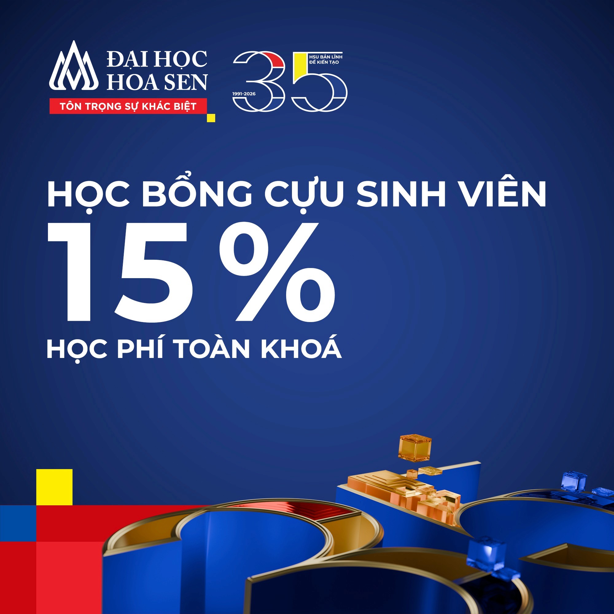 NEW YEAR – NEW ME: Học bổng Đại học Hoa Sen 2026 lên đến 70% học phí toàn khóa – Đăng ký sớm nhận lộc đầu năm!