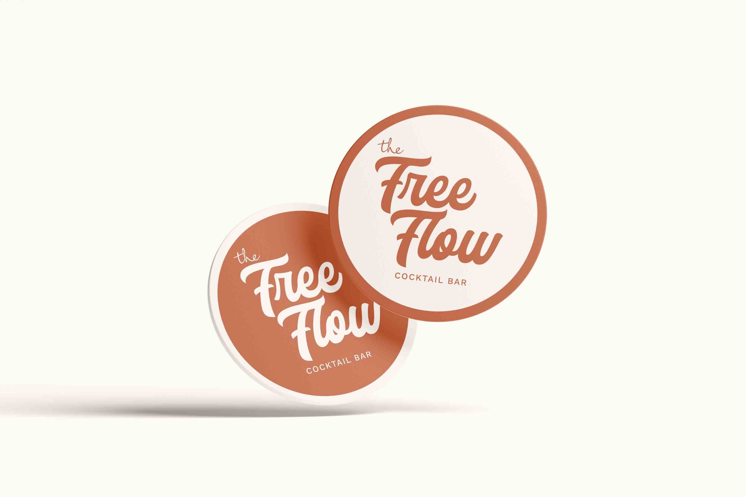 Branded drink coasters for The Free Flow cocktail bar