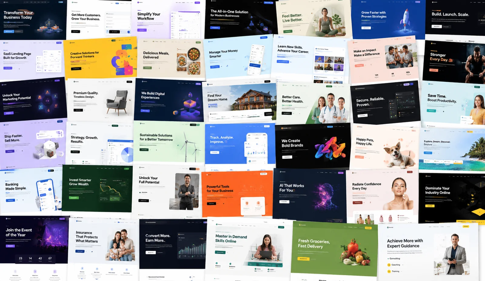 A chaotic mess of landing pages for website