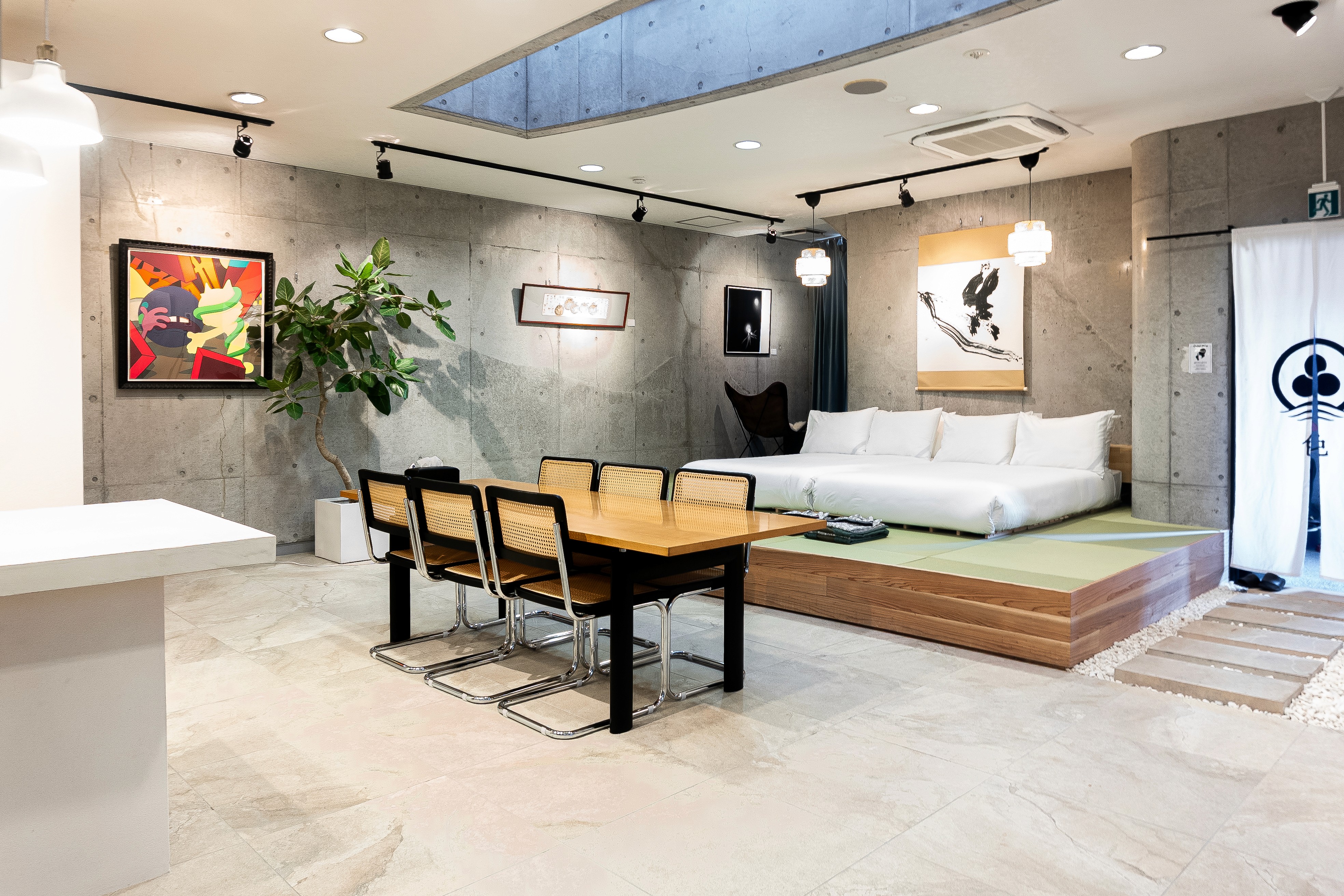 A vintage-style hotel lounge with classic furnishings and decor.