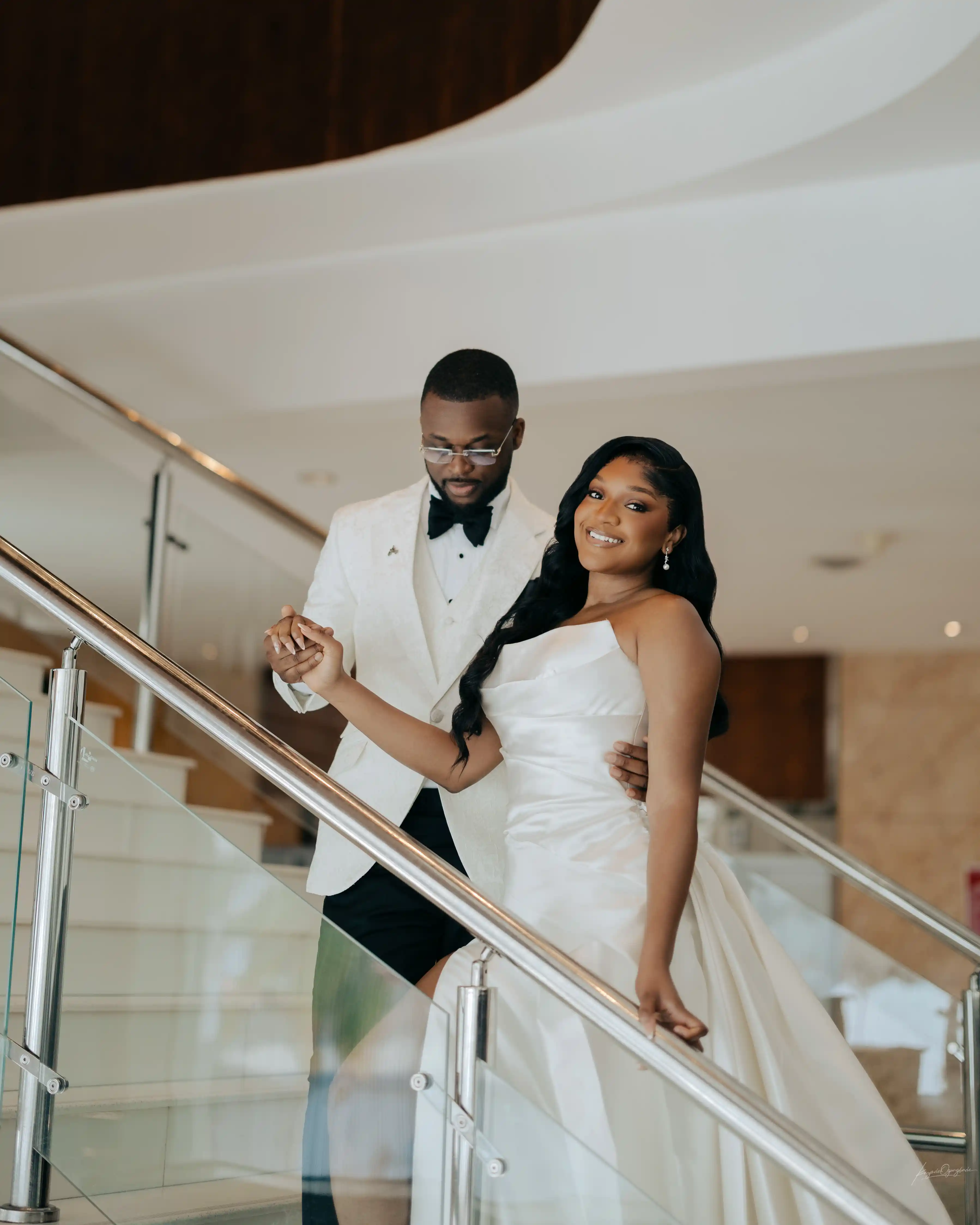 Bride and groom celebrating a luxury wedding coordinated by Victoria Brooks Events, a premium wedding planner in Nigeria.