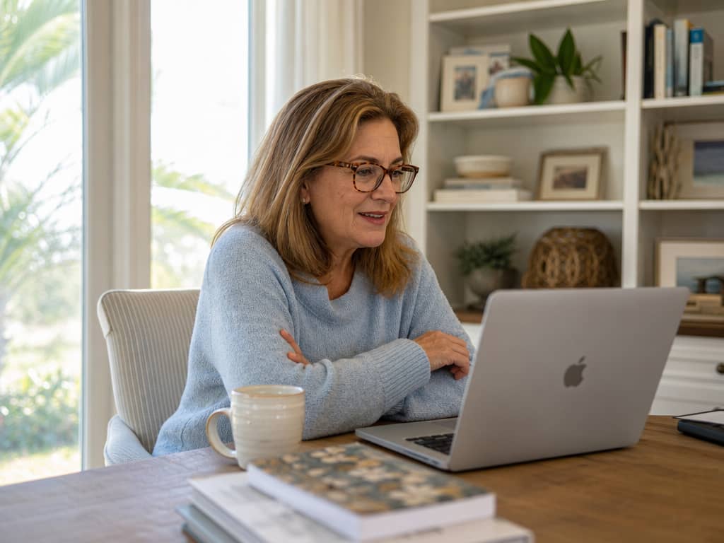 Woman having a concierge telehealth consultation on her laptop at home — Hero Health & Hormone personalized hormone care in Charleston, SC