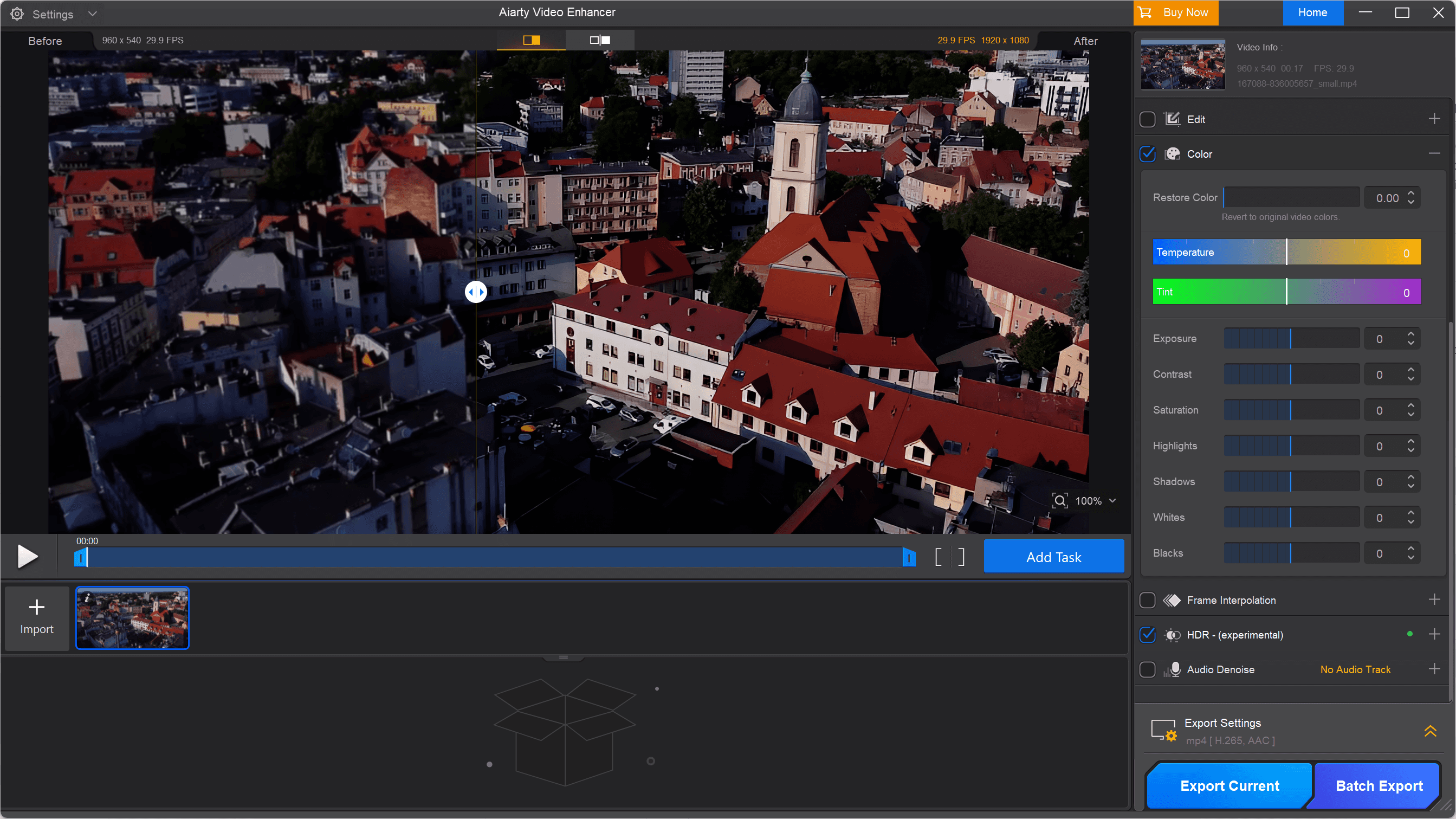 Aiarty video enhancer interface at a glance