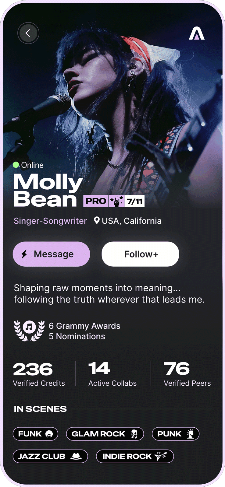 Smash profile user interface
