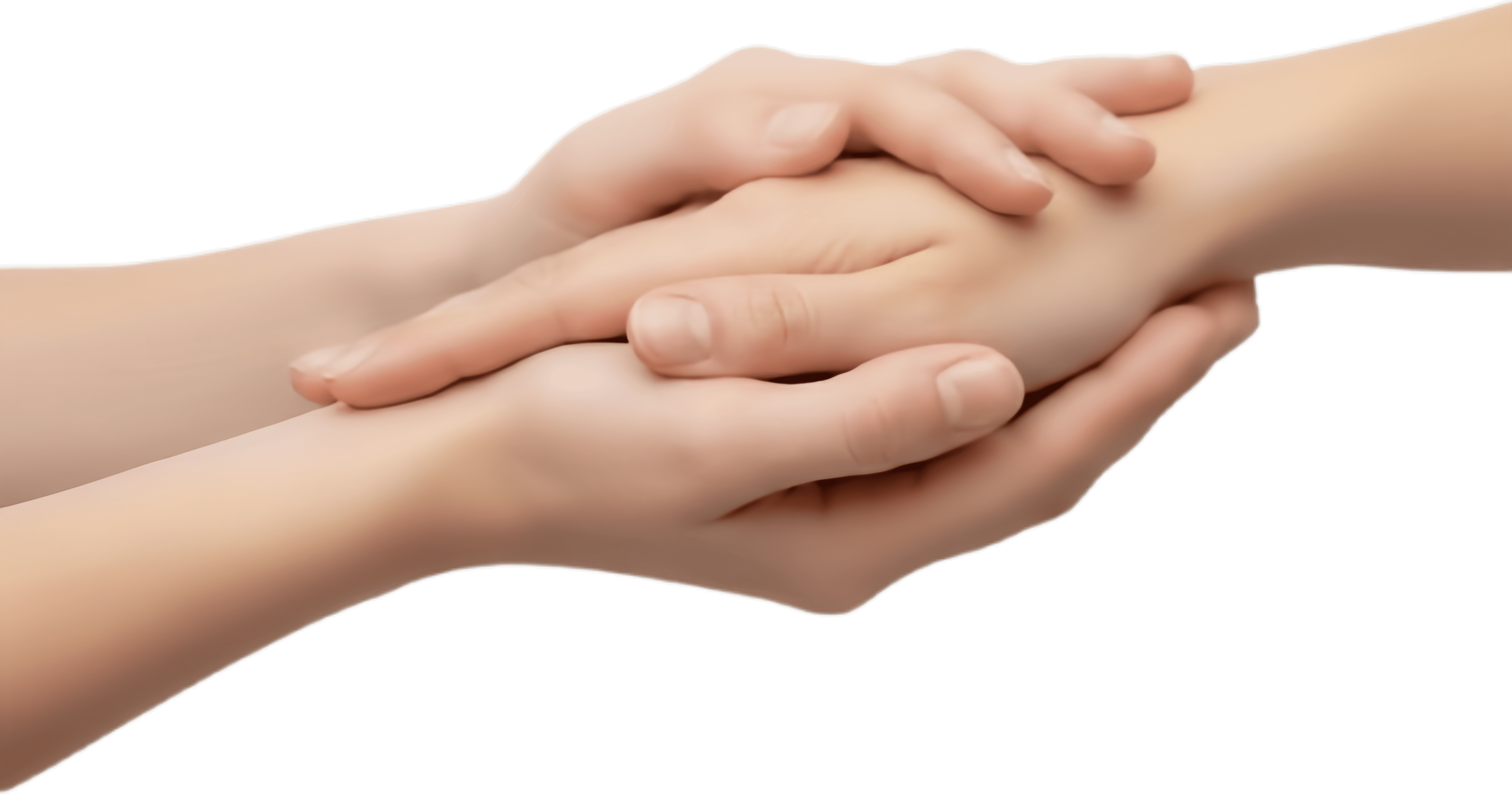 Three hands hold each other