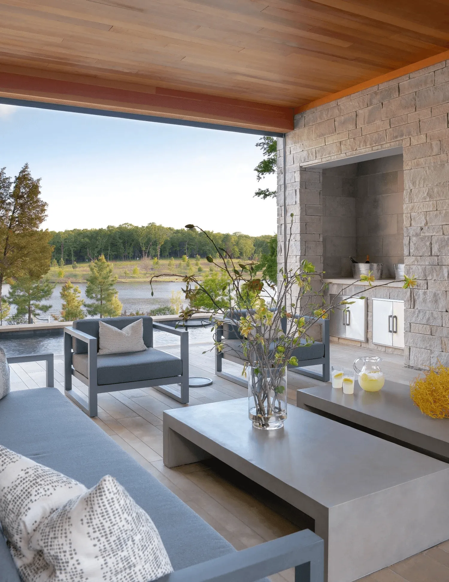 Custom fire feature and pool at golden hour, Blount Designs Frisco TX