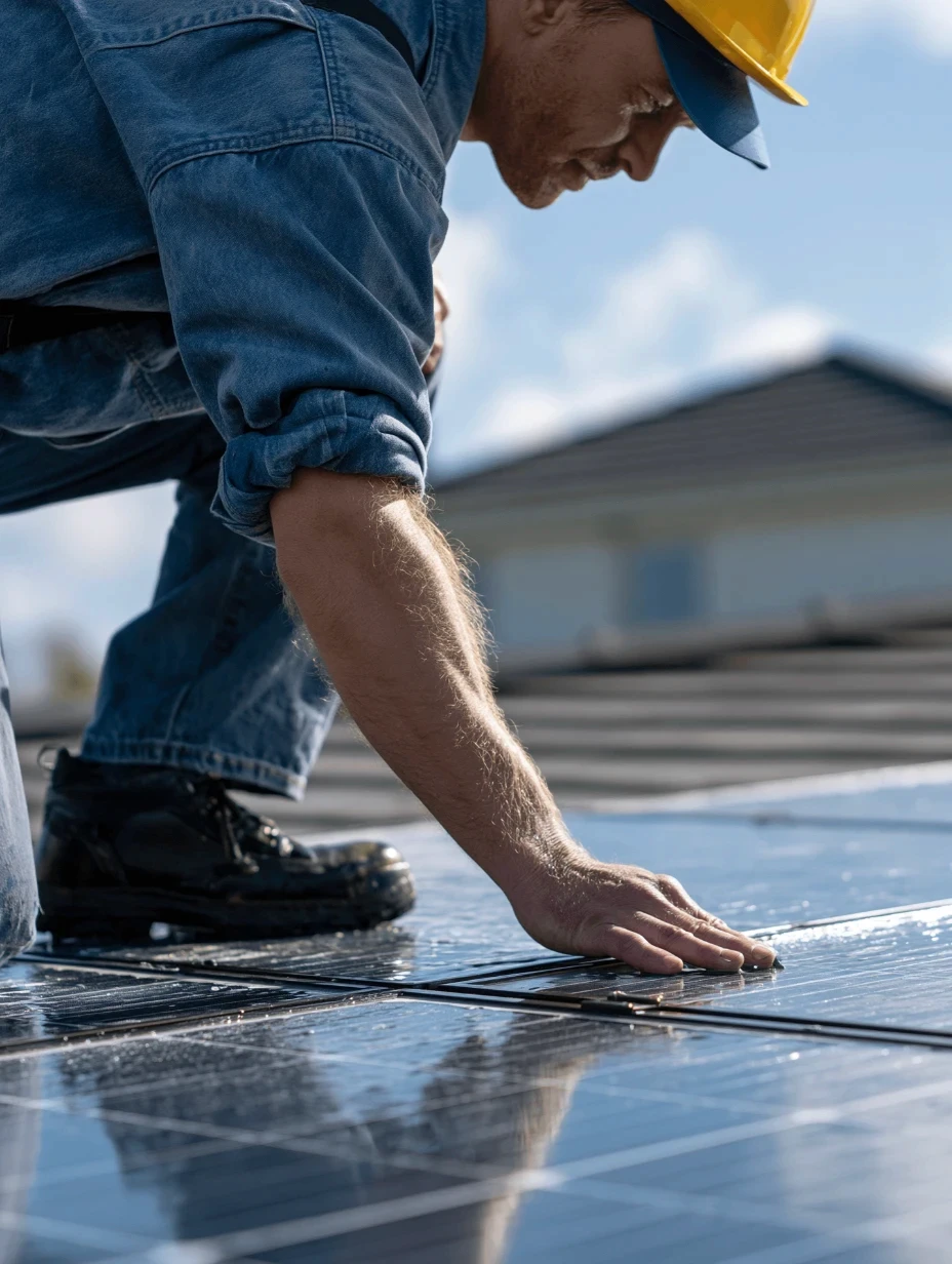 solar installer on roof