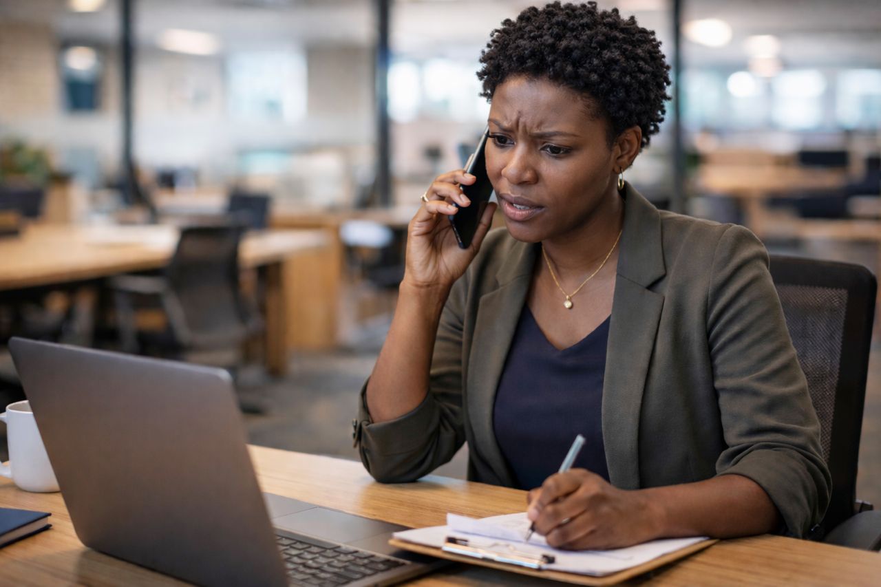 A modern brick house with a two-car garage, well-manicured lawn, and clear blue sky in the background.