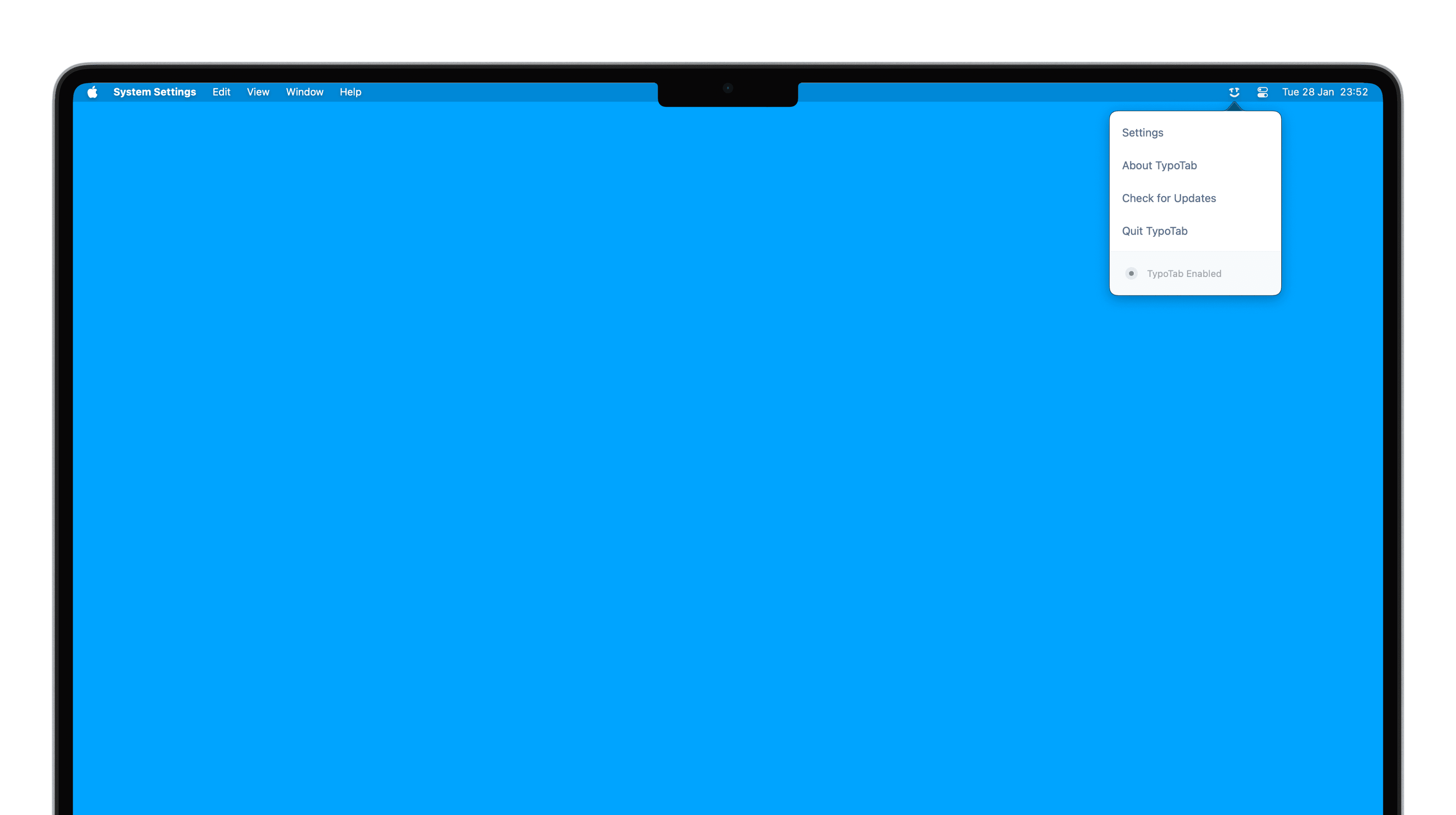 TypoTab Menu Bar Menu