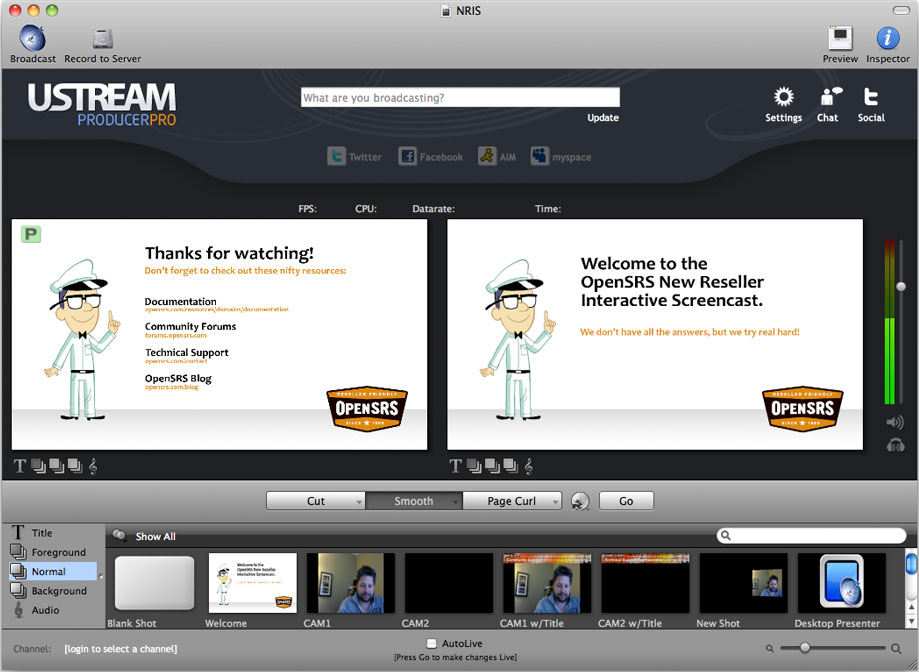 Photograph showing the live screencast