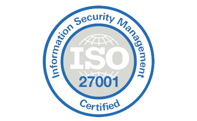 iso27001 badge of datacentre plus as iso27001 certified.