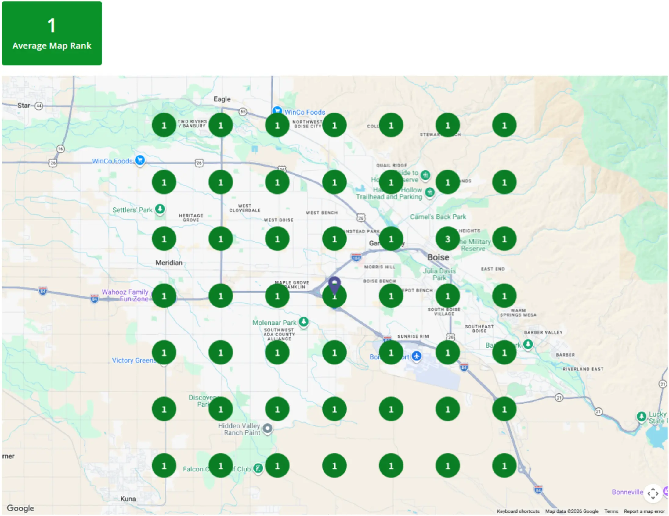 Brightlocal grid scan for architect in boise