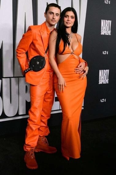 Timothee Chalamet (L) and US media personality Kylie Jenner