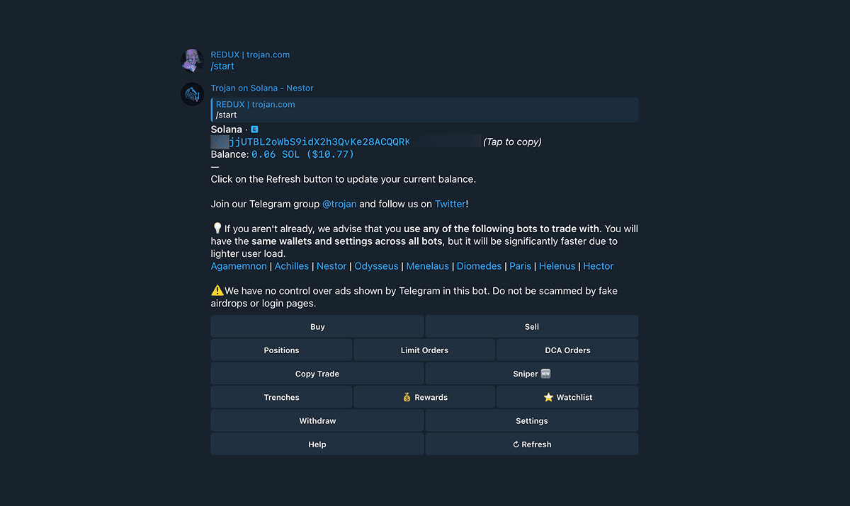 Picture showing the Trojan Bot