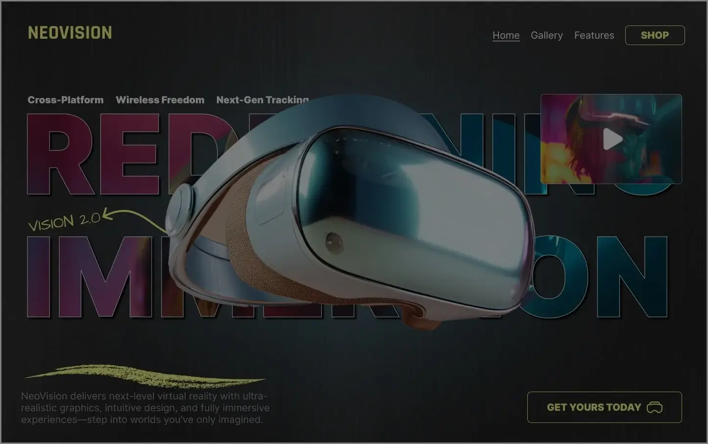 Hero section for an headphone brand