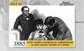 anti rabies vaccine implementation on a human in 1885