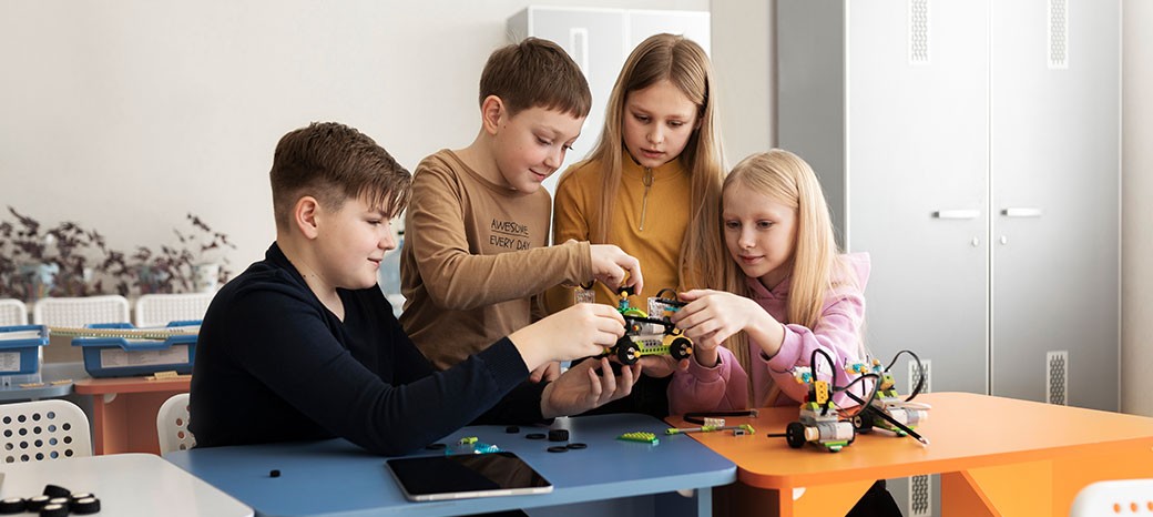 Students participating in hands-on STEM activities focused on science, technology, engineering and math skills