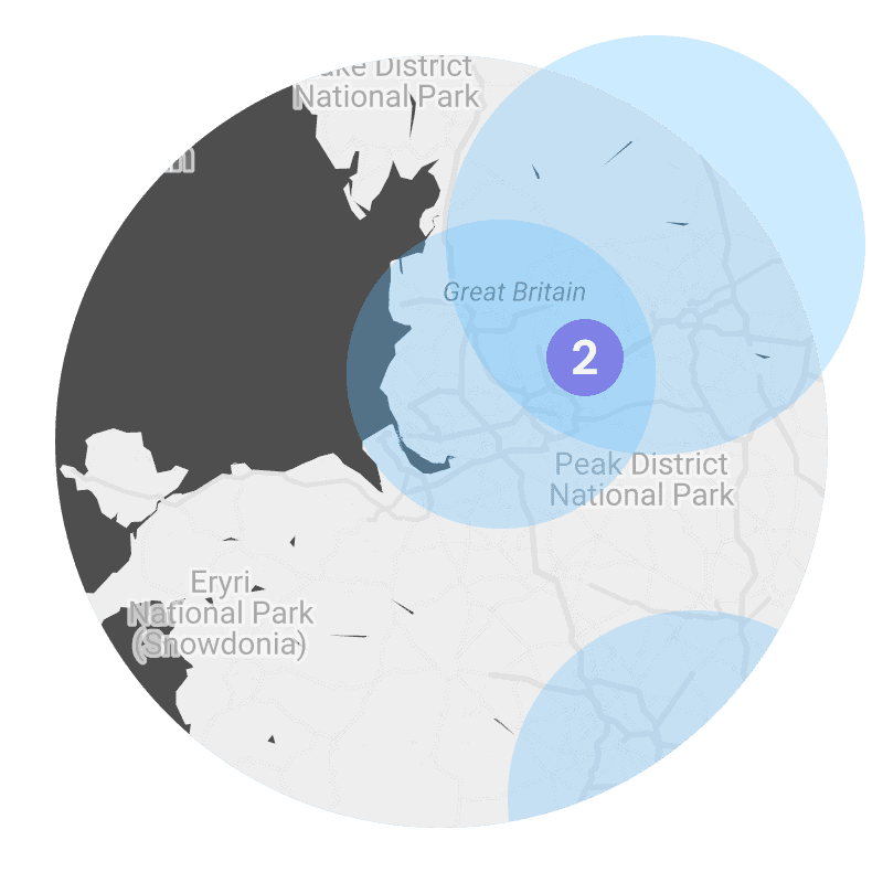 Heat map of UK showing activity