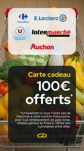 Carte cadeau de 100€ offerts chez Carrefour, Leclerc, U, Intermarché et Auchan et bien d'autres enseigne. Offre valable en France.