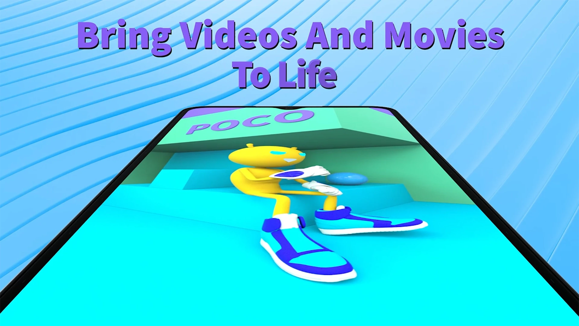 Close-up 3D render highlighting POCO C31 display and frame