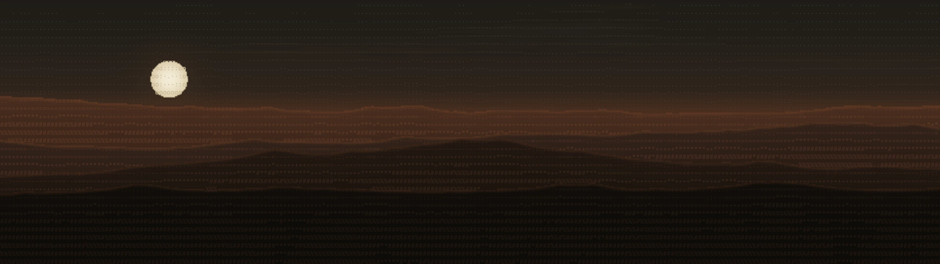 Night landscape drawn in text characters