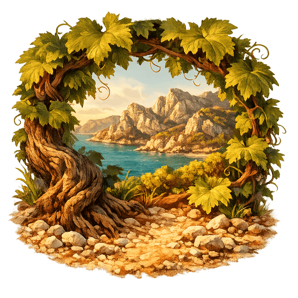 Detailed graphic of the Setúbal wine region.