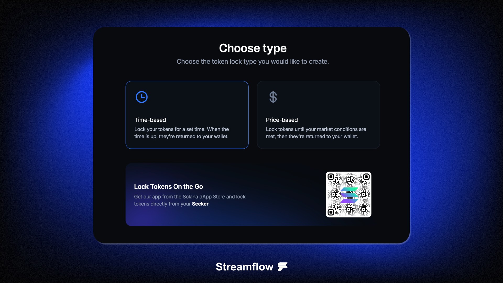Different lock types on Streamflow, time based and price based