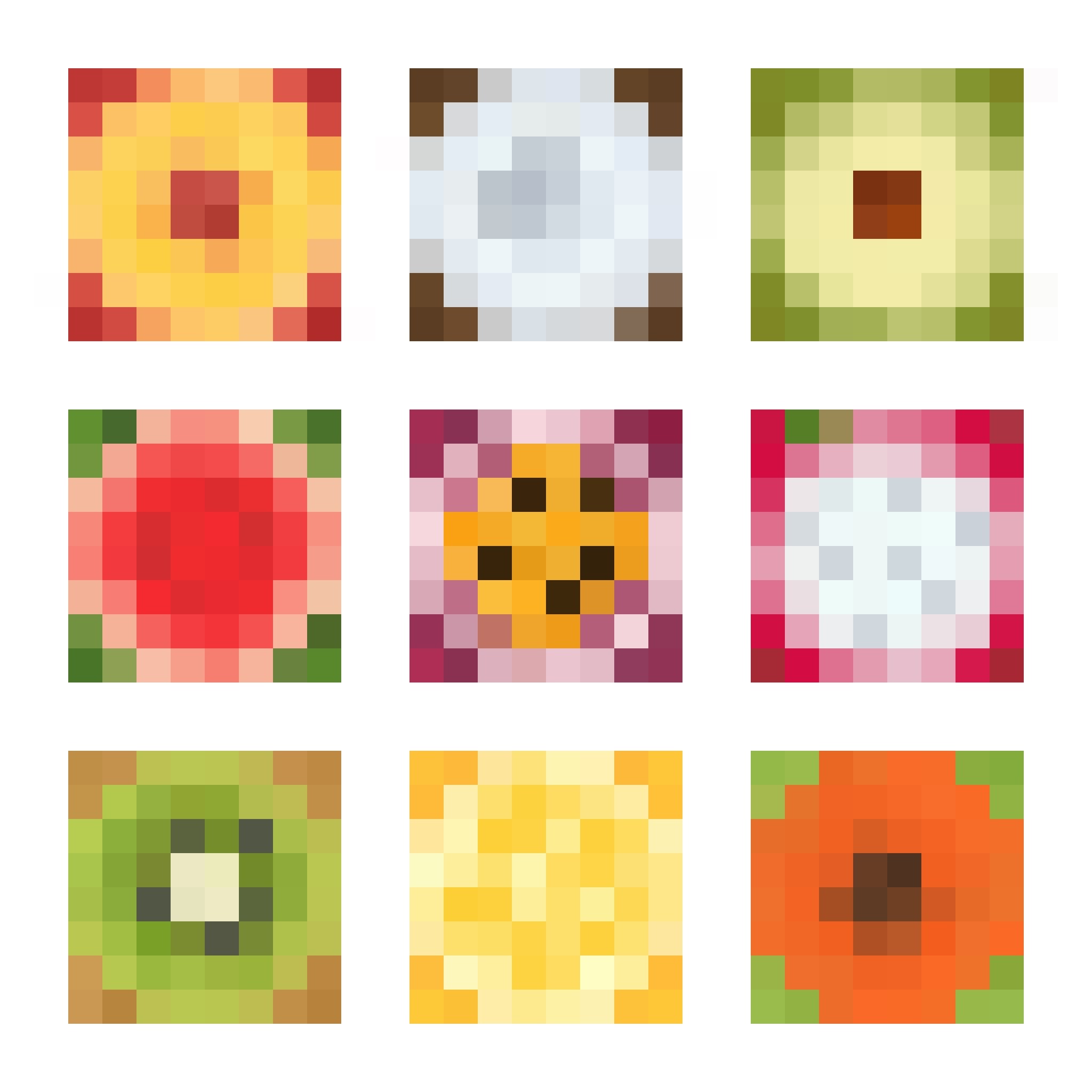 Nine Fruits Pixel Art - My Dao Designer Portfolio