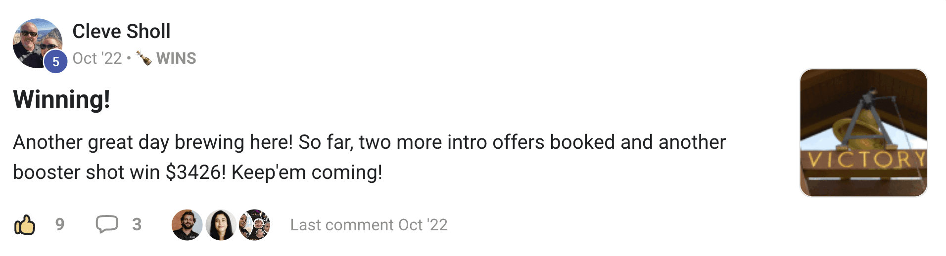 Forever Booked campaign results showing multiple intro offer bookings and a $3,426 booster shot win for Aesthetic Solutions October 2022