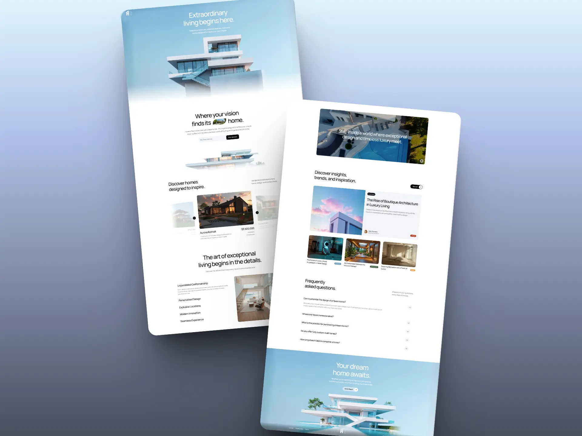 Website-Ansicht der Makler Website von A-Constructions