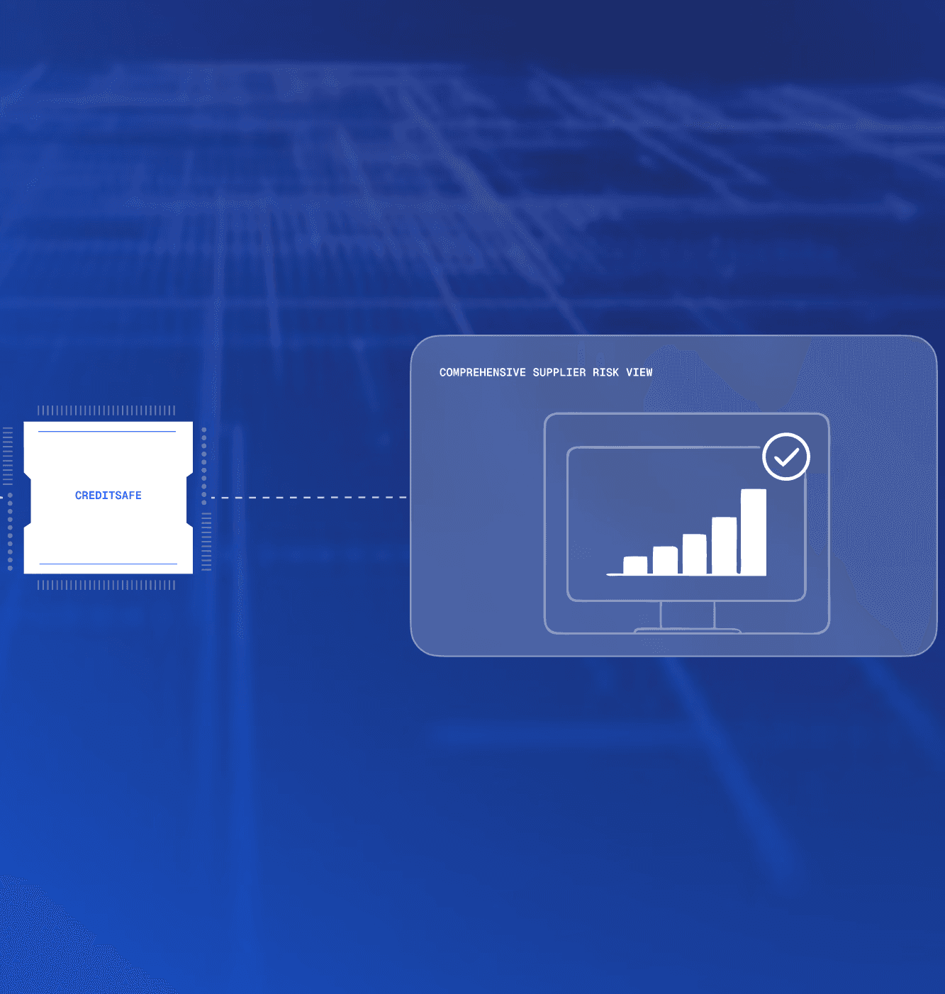 Diagram showing multiple data sources integrated into Creditsafe to deliver a comprehensive supplier risk dashboard.