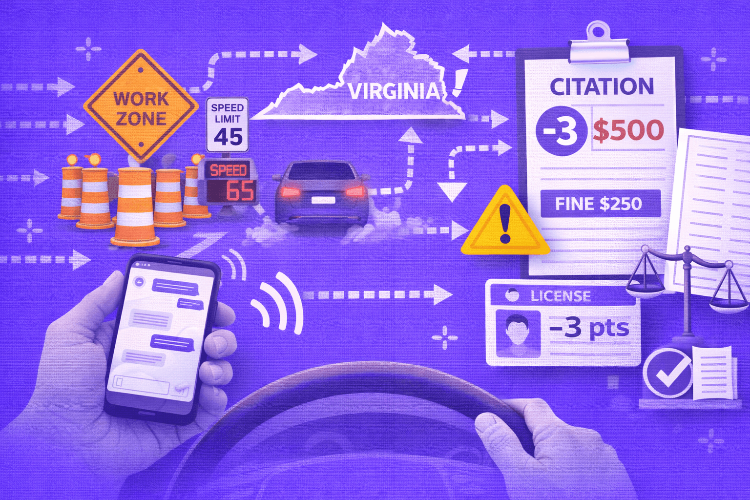 Virginia Work Zone Speeding Ticket: Fines, Points & Your Options