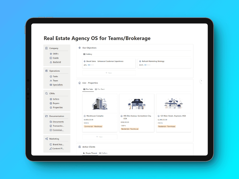 Real Estate Agency OS notion template