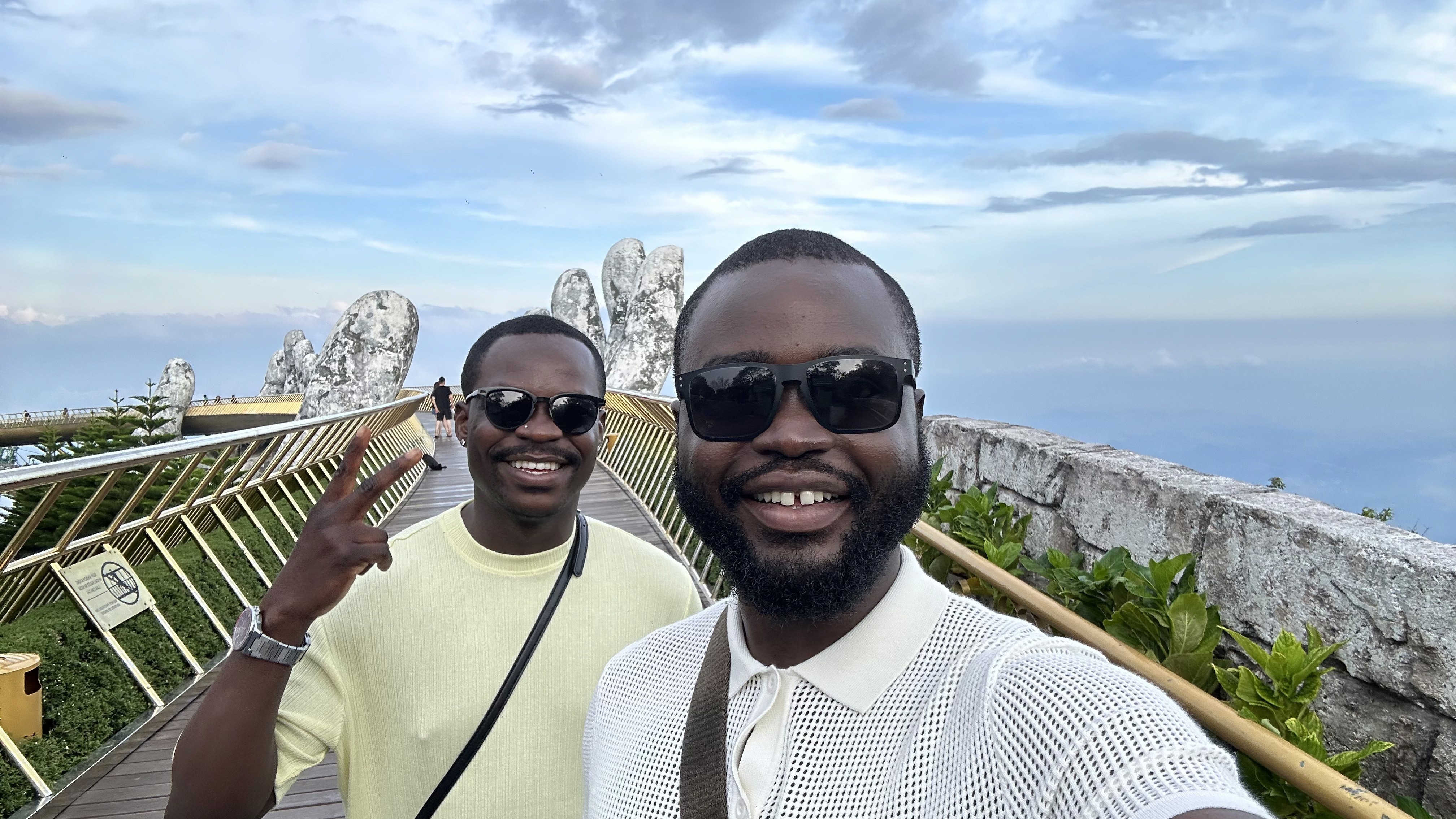 Vincent and Oluwasegun at the Golden Bridge, Sun World Ba Na Hills, Danang, Vietnam