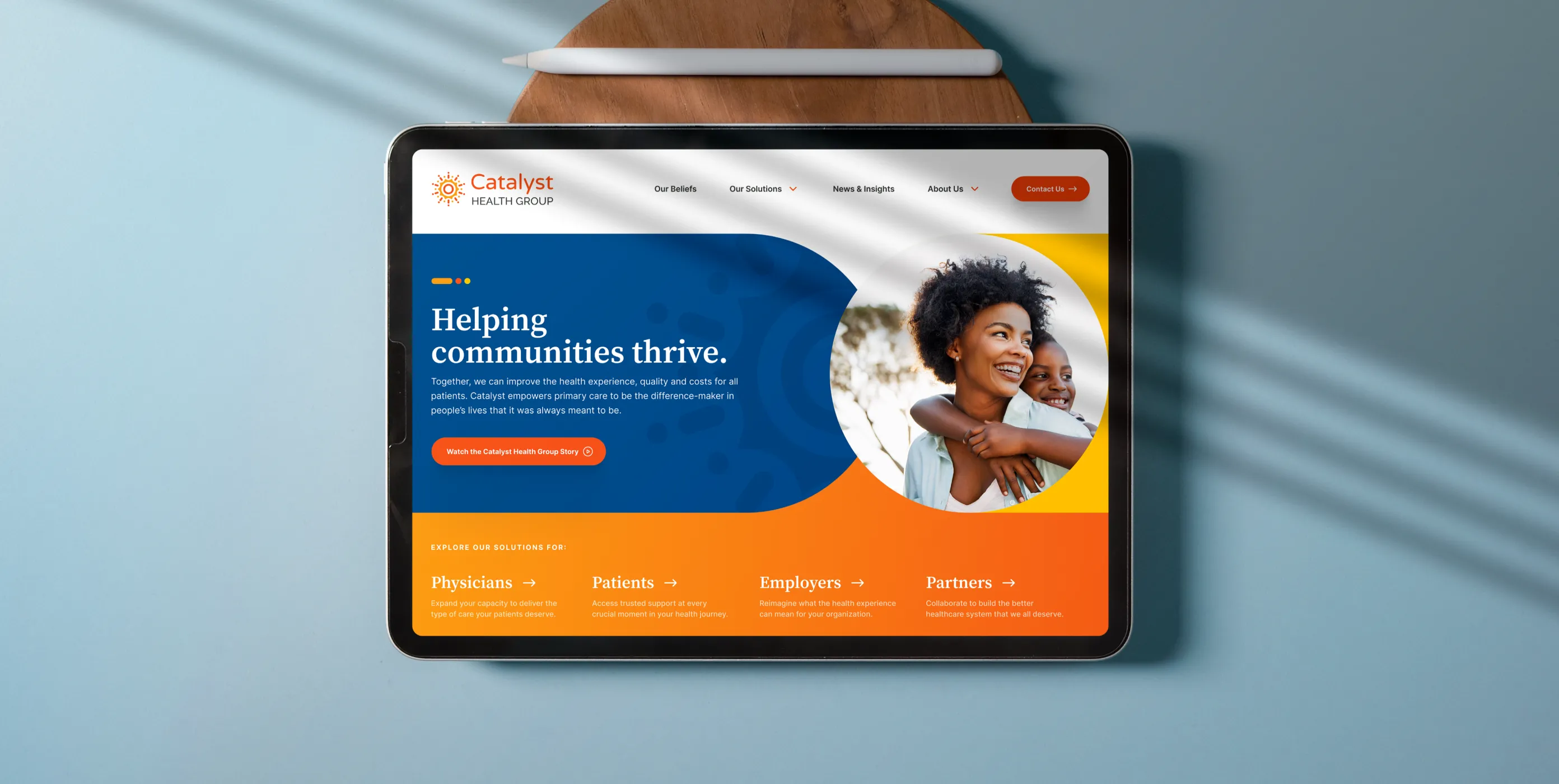 Catalyst Health website displayed on iPad