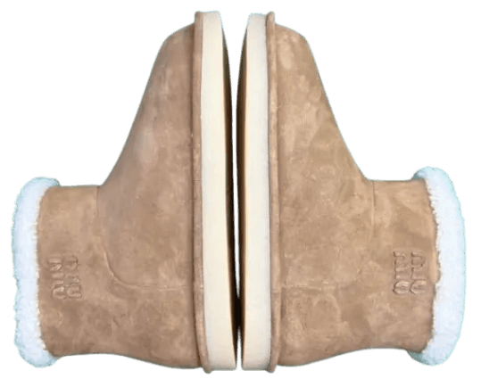 Miu Miu Shearling-Lined Suede Ankle Boots