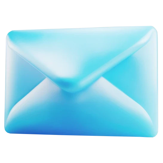 A 3D blue envelope icon