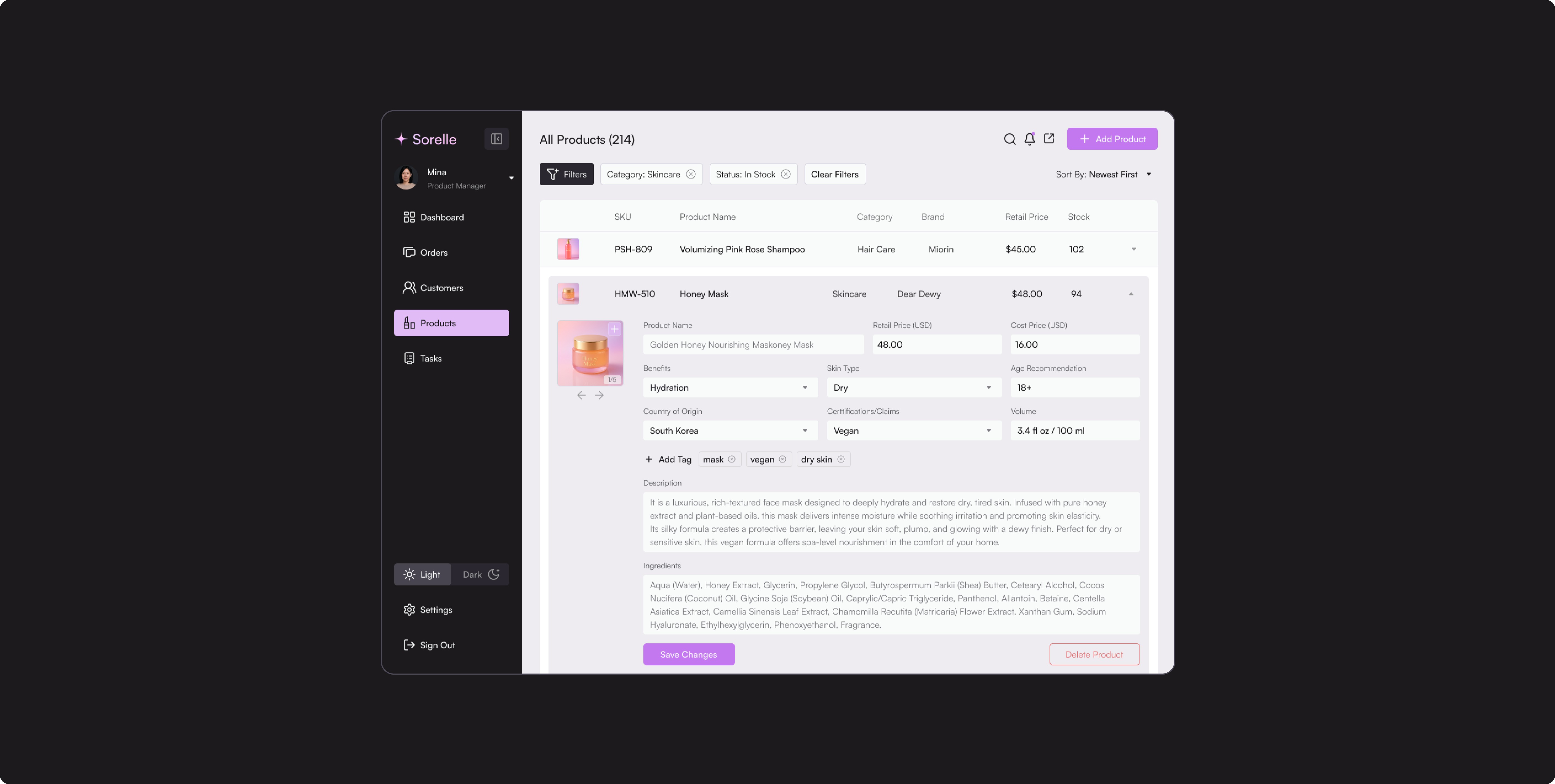 Desktop view of Sorelle’s detailed task form, highlighting structured fields for managing operations and assigning responsibilities.