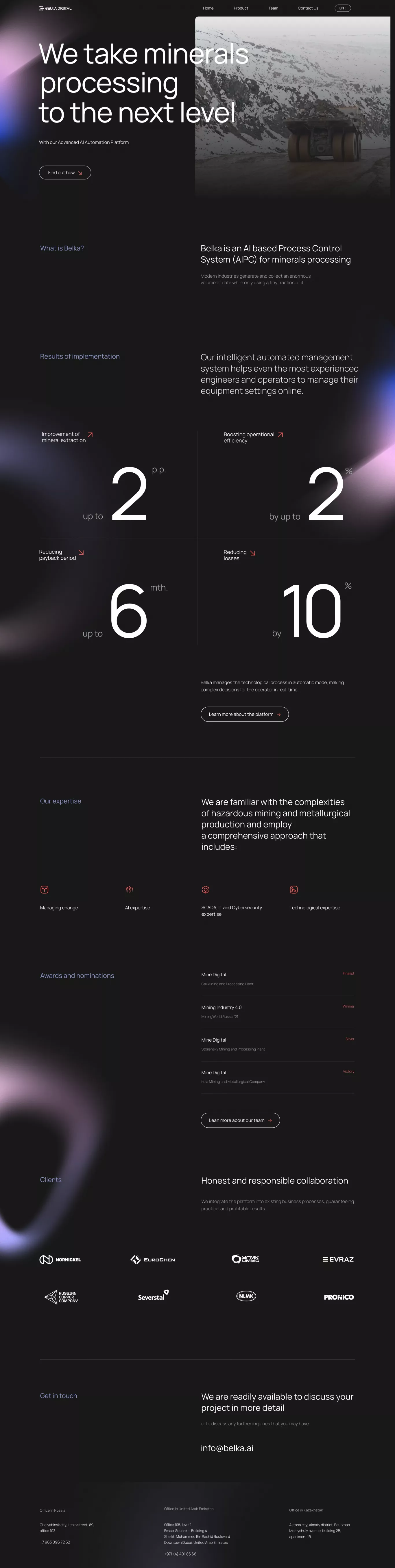 Belka.ai landing page screenshot showcasing Tech and AI design